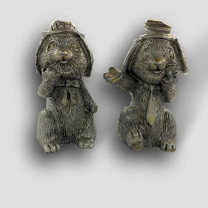 Pewter bunny rabbit figurines